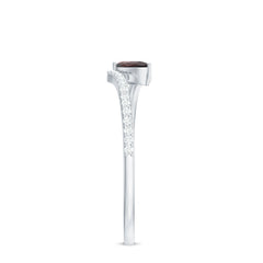 Real Pear Shape Garnet Promise Ring with Diamond Bypass Shank