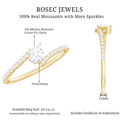 Pear Shaped Moissanite Bypass Promise Ring for Her