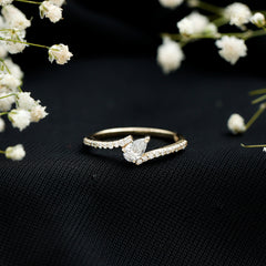 Pear Shaped Moissanite Bypass Promise Ring for Her