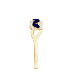 1 CT Minimal Marquise Cut Blue Sapphire Anniversary Ring with Diamond Accent