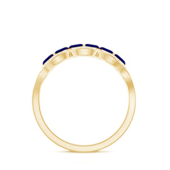 1 CT Minimal Marquise Cut Blue Sapphire Anniversary Ring with Diamond Accent