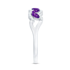 Marquise Shape Amethyst and Diamond Anniversary Band Ring