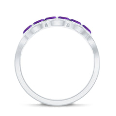 Marquise Shape Amethyst and Diamond Anniversary Band Ring