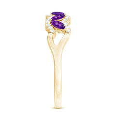 Marquise Shape Amethyst and Diamond Anniversary Band Ring