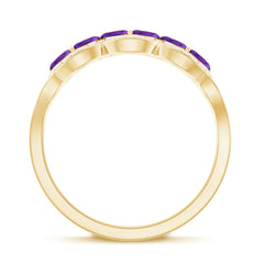 Marquise Shape Amethyst and Diamond Anniversary Band Ring