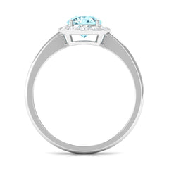 1 CT Aquamarine Engagement Ring with Diamond Floating Halo