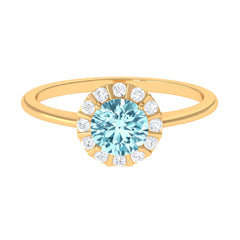 1 CT Aquamarine Engagement Ring with Diamond Floating Halo