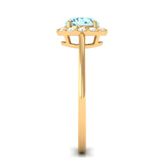 1 CT Aquamarine Engagement Ring with Diamond Floating Halo