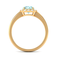1 CT Aquamarine Engagement Ring with Diamond Floating Halo