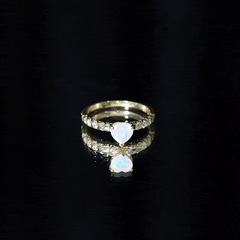 6 mm Heart Shape Ethiopian Opal and Diamond Engagement Ring