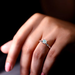 6 mm Heart Shape Ethiopian Opal and Diamond Engagement Ring