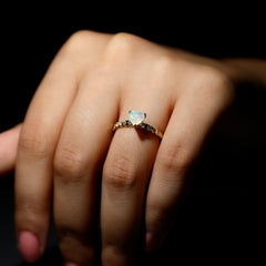 6 mm Heart Shape Ethiopian Opal and Diamond Engagement Ring