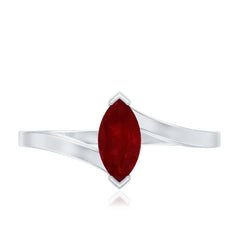 Natural 0.75 Carat Ruby Marquise Promise Ring with Bypass Shank