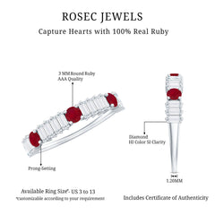 Ruby and Diamond Contemporary Half Eternity Ring