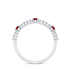 Ruby and Diamond Contemporary Half Eternity Ring