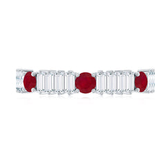 Ruby and Diamond Contemporary Half Eternity Ring