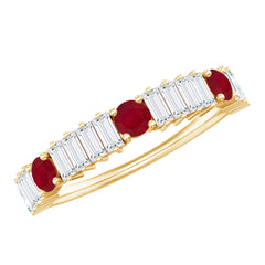 Ruby and Diamond Contemporary Half Eternity Ring