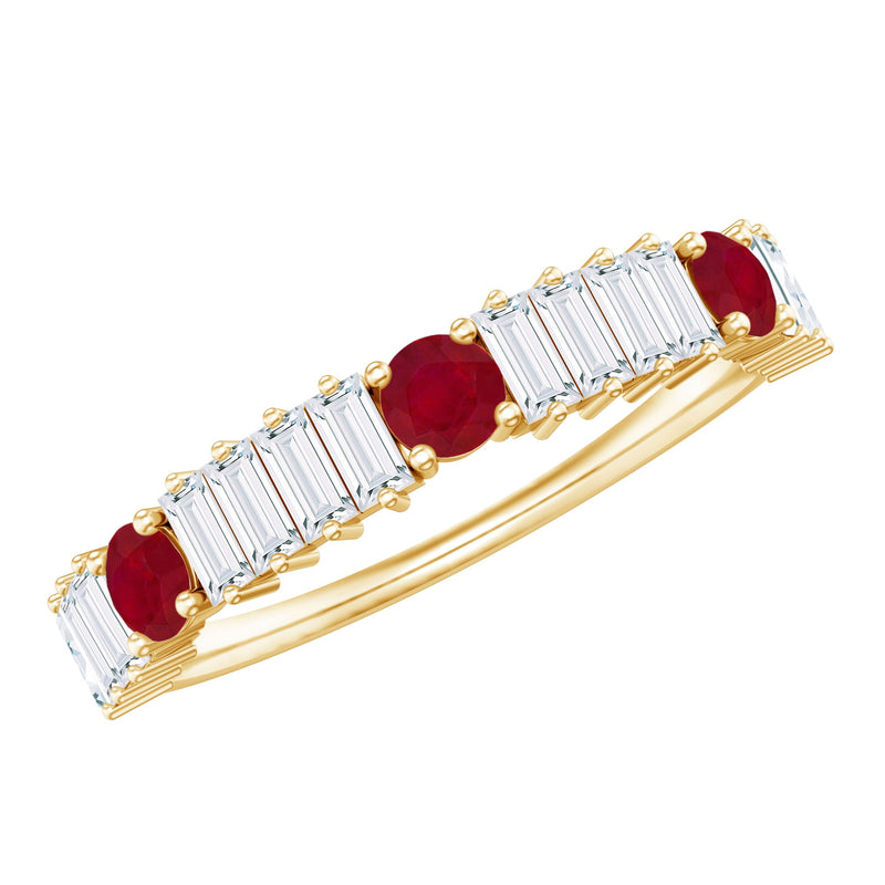 Ruby and Diamond Contemporary Half Eternity Ring