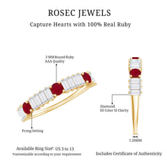 Ruby and Diamond Contemporary Half Eternity Ring