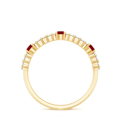 Ruby and Diamond Contemporary Half Eternity Ring