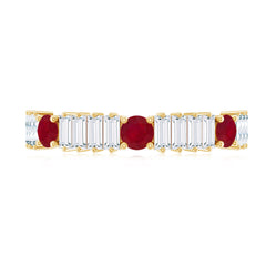 Ruby and Diamond Contemporary Half Eternity Ring
