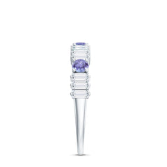 Classic Tanzanite and Diamond Half Eternity Band Ring