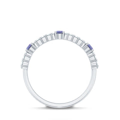Classic Tanzanite and Diamond Half Eternity Band Ring