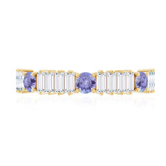 Classic Tanzanite and Diamond Half Eternity Band Ring