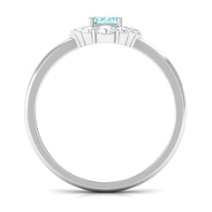 Octagon Aquamarine Engagement Ring with Diamond Halo
