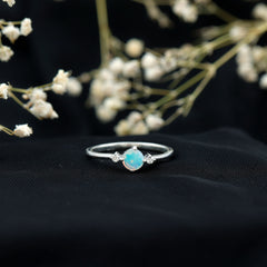 Natural Ethiopian Rainbow Opal Promise Ring with Diamond