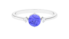 Certified Tanzanite Cute Promise Ring with Diamond