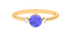 Certified Tanzanite Cute Promise Ring with Diamond
