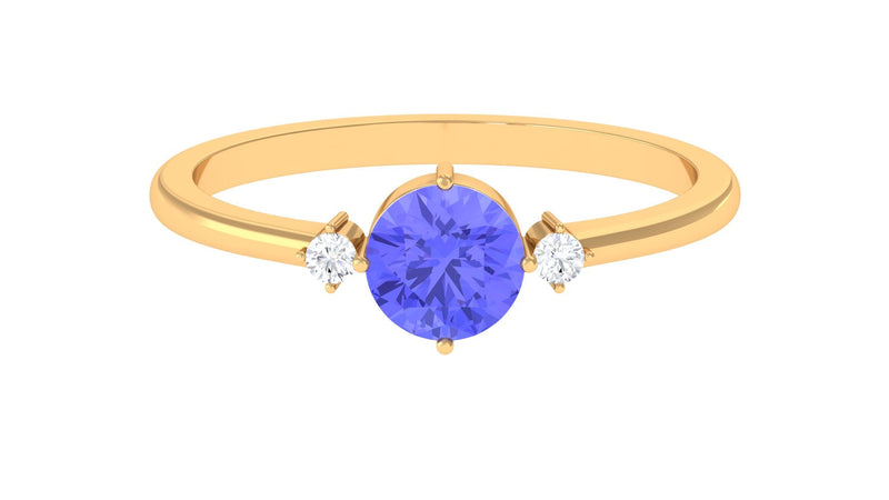 Certified Tanzanite Cute Promise Ring with Diamond
