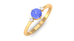 Certified Tanzanite Cute Promise Ring with Diamond