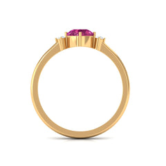 Simple Round Pink Tourmaline and Diamond Promise Ring