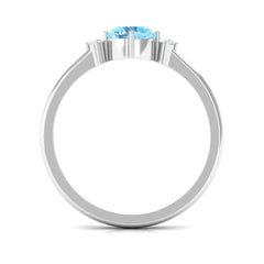 Round Aquamarine Solitaire Promise Ring with Diamond
