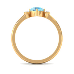Round Aquamarine Solitaire Promise Ring with Diamond