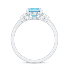 Oval Cut Aquamarine Engagement Ring with Moissanite Collar