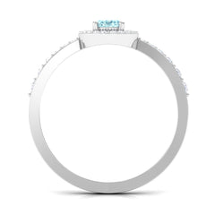 1 CT Aquamarine Engagement Ring with Diamond Halo