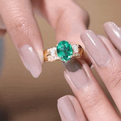 Certified 8X10 mm Oval Lab Grown Emerald Diamond Statement Engagement Ring