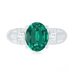 Certified 8X10 mm Oval Lab Grown Emerald Diamond Statement Engagement Ring