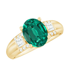 Certified 8X10 mm Oval Lab Grown Emerald Diamond Statement Engagement Ring