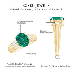 Certified 8X10 mm Oval Lab Grown Emerald Diamond Statement Engagement Ring
