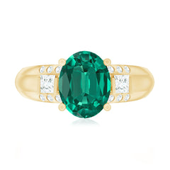 Certified 8X10 mm Oval Lab Grown Emerald Diamond Statement Engagement Ring
