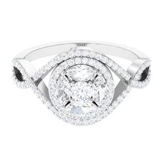 Criss Cross Zircon Cluster Engagement Ring