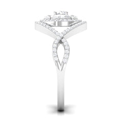 Criss Cross Zircon Cluster Engagement Ring