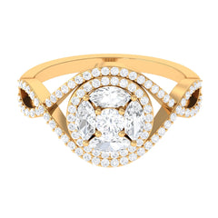 Criss Cross Zircon Cluster Engagement Ring