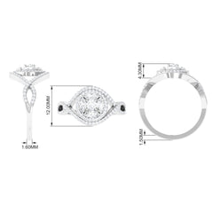 Criss Cross Zircon Cluster Engagement Ring