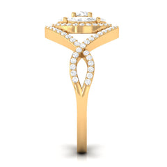 Criss Cross Zircon Cluster Engagement Ring