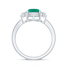 Cushion Cut 8 mm Lab Grown Emerald Diamond Statement Engagement Ring